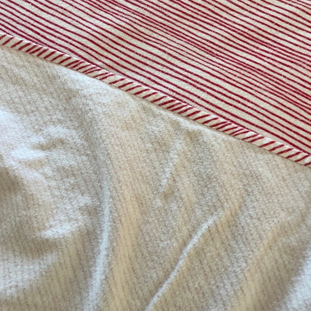 Garnet Hill Hable Construction Flannel Sheet Set Queen Red White Stripe Portugal